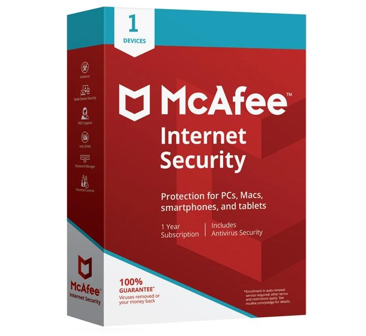 McAfee Internet Security Antivirus - 1 Device 1 Year